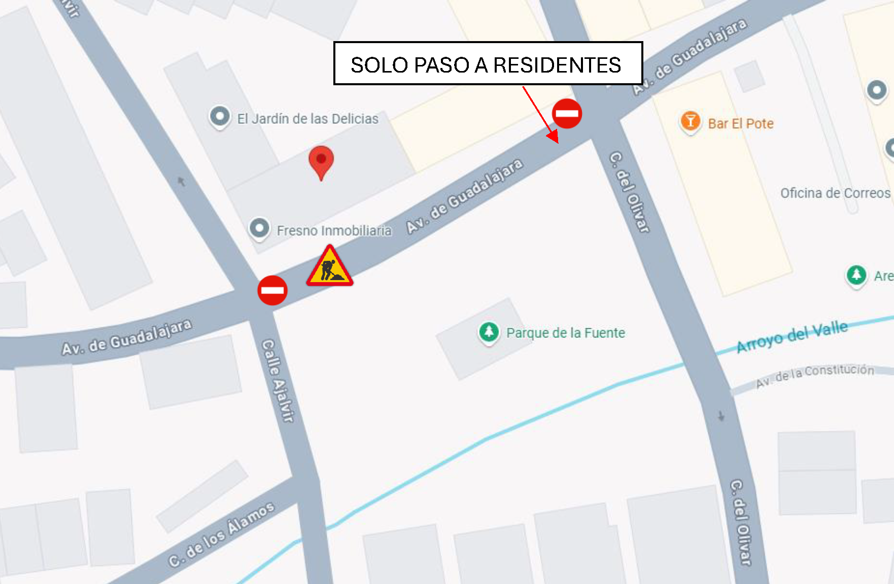Corte de tráfico en Avda de Guadalajara desde el 18 de marzo.