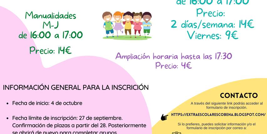 Fin de Inscripciones en Actividades Extraescolares CEIPS Villa de Cobeña Curso 2022-2023