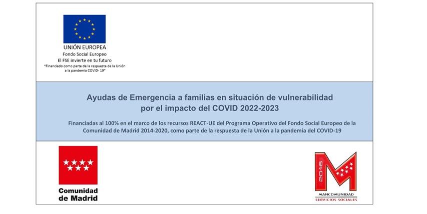 Convenio de Colaboración entre la Comunidad de Madrid y la Mancomunidad  2016 de Servicios Sociales para la concesión de ayudas de emergencia a familias.