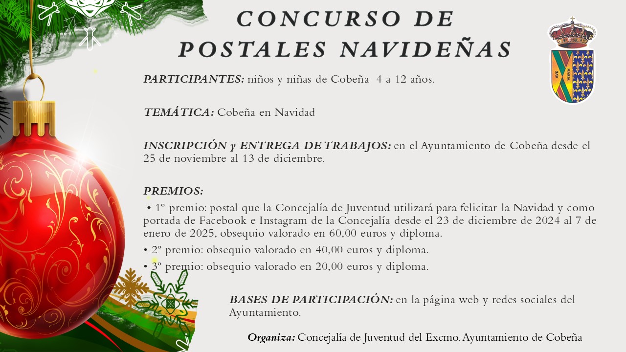 Ya tenemos Postal Ganadora del Concurso de Postales Navideñas del Ayuntamiento de Cobeña.