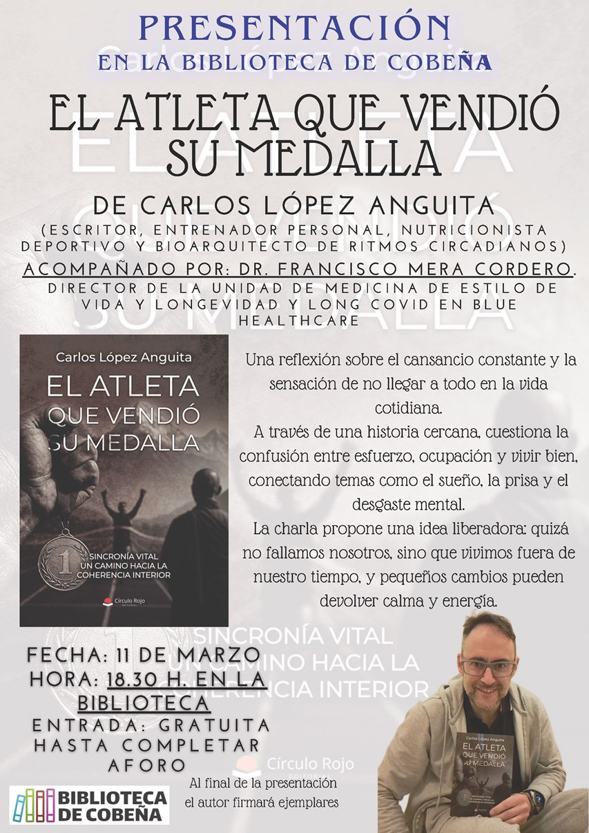 Presentación de la novela "El Atleta que Vendió su Medalla" en la Biblioteca de Cobeña.