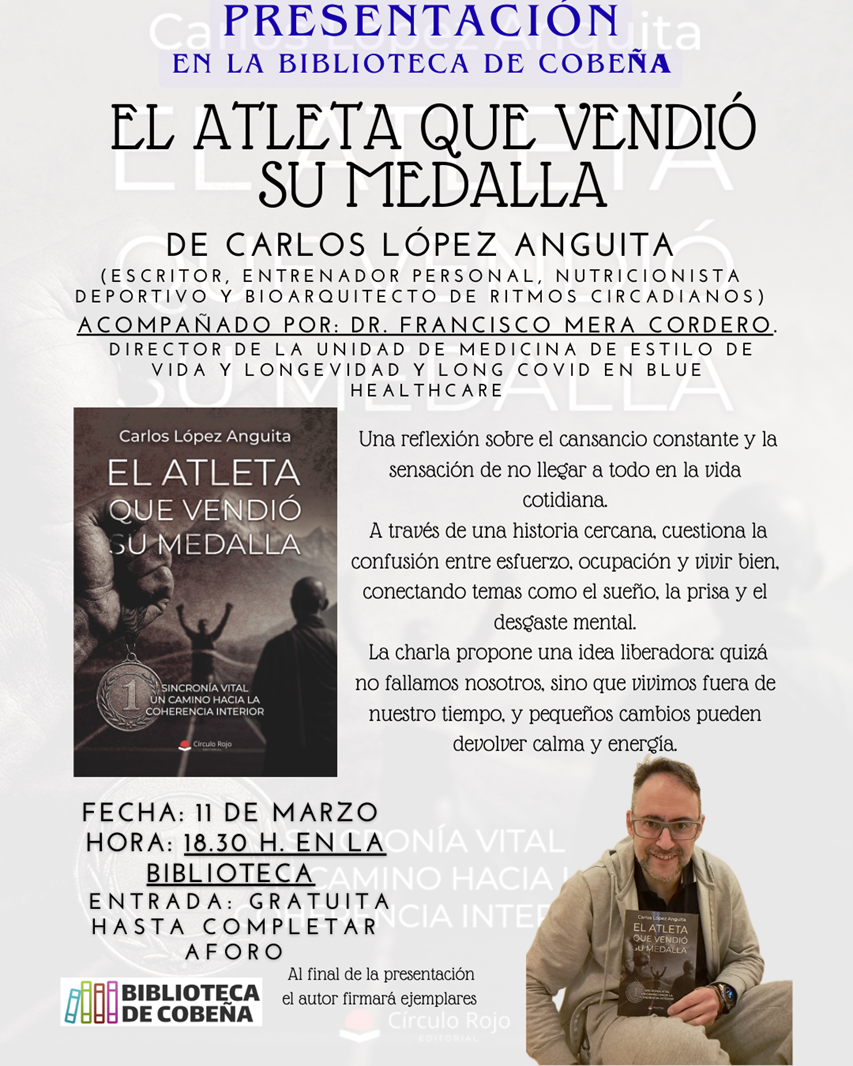 Presentación de la novela "El Atleta que Vendió su Medalla" en la Biblioteca de Cobeña.