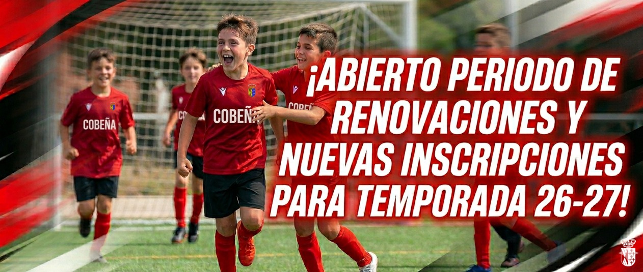 Comienza el período de renovaciones e inscripciones en Escuela Municipal de Fútbol de Cobeña para la temporada 2026-2027