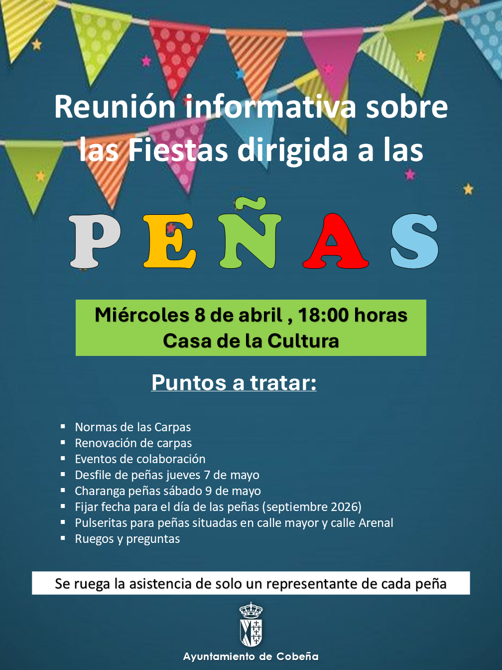 REUNIÓN INFORMATIVA PEÑAS FIESTAS 2026