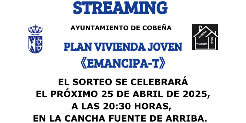 El 25 de abril, se celebrará el Sorteo Público para establecer el orden de acceso a 62 viviendas de VPPL dentro Plan Vivienda Joven de Cobeña: “Emancipa-T”