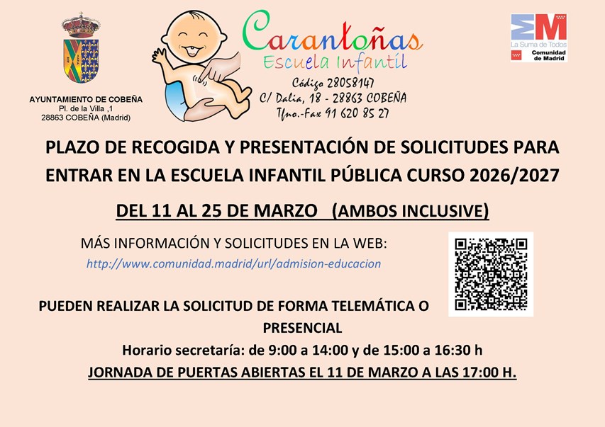 Admisión en la Escuela Infantil Pública - Curso 2026-2027