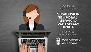 Suspensión temporal del servicio de Ventanilla Única en el Ayuntamiento de Cobeña.