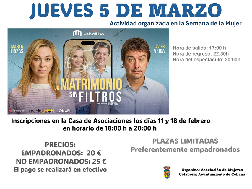 Obra de Teatro "Un matrimonio sin filtros" | Marzo 2026