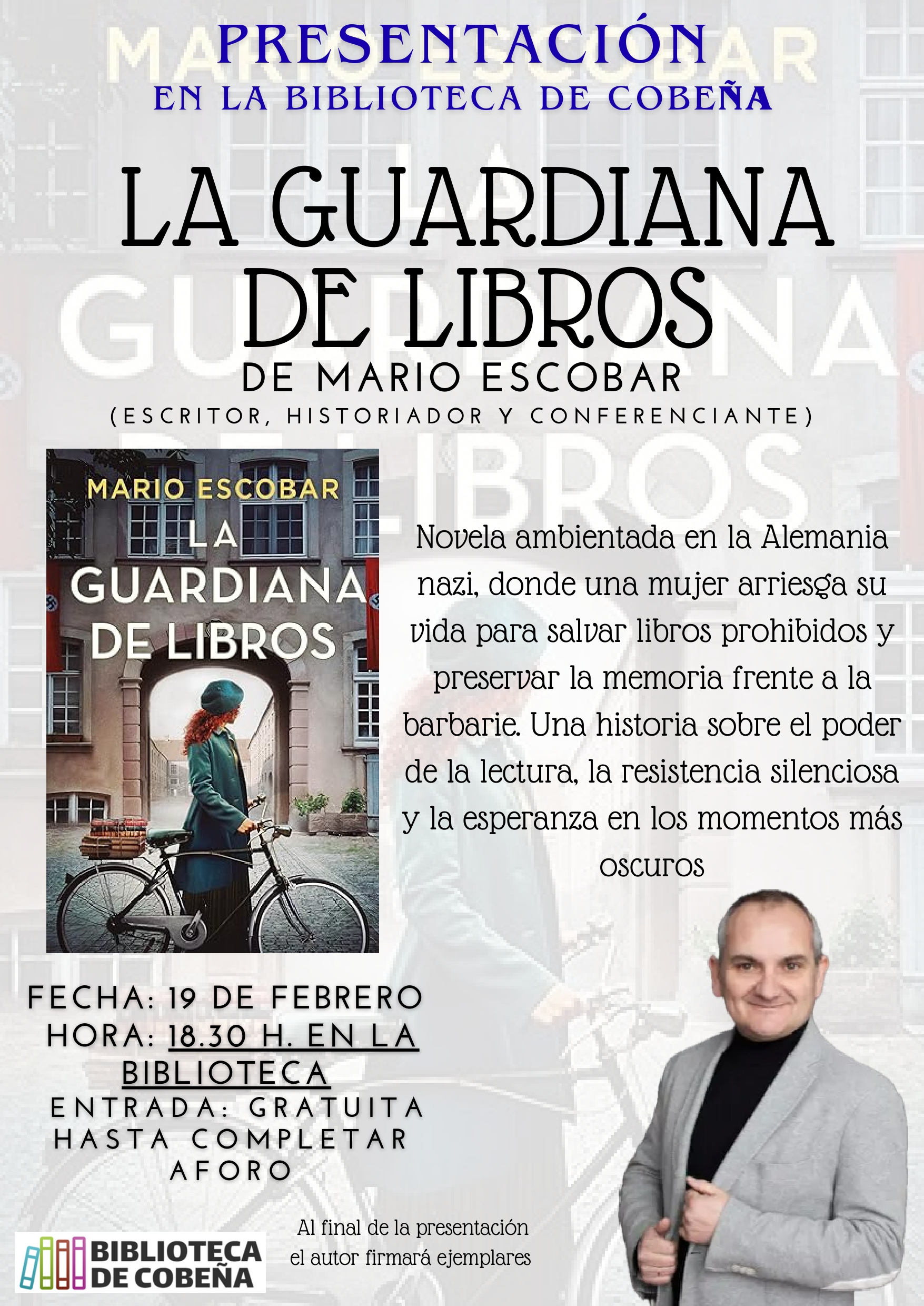 Presentación de la novela "La Guardiana de Libros" en la Biblioteca de Cobeña.