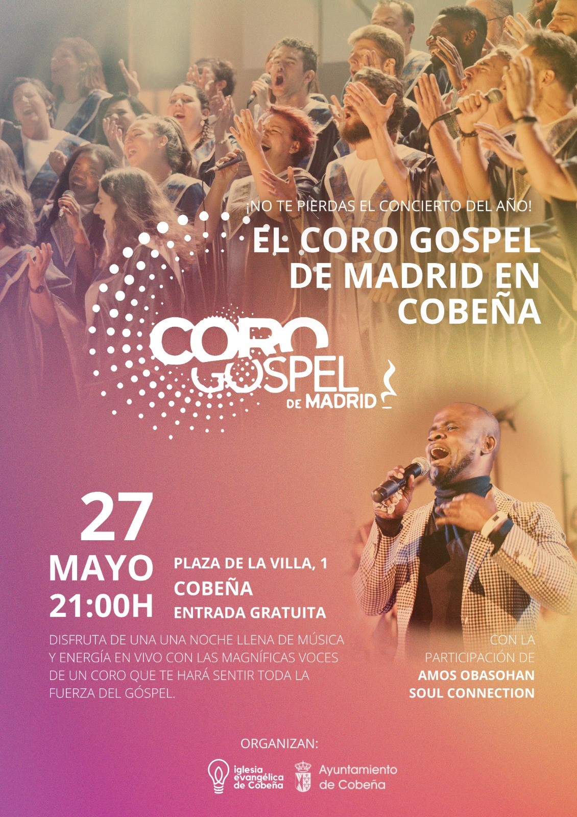 APLAZADO HASTA NUEVO AVISO Actuación del Coro Gospel en Cobeña | Mayo 2023