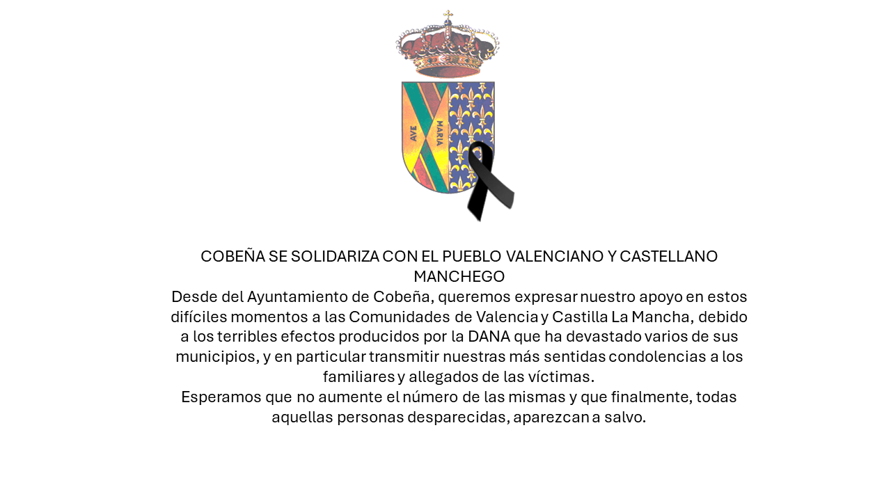 COBEÑA SE SOLIDARIZA CON EL PUEBLO VALENCIANO Y CASTELLANO MANCHEGO